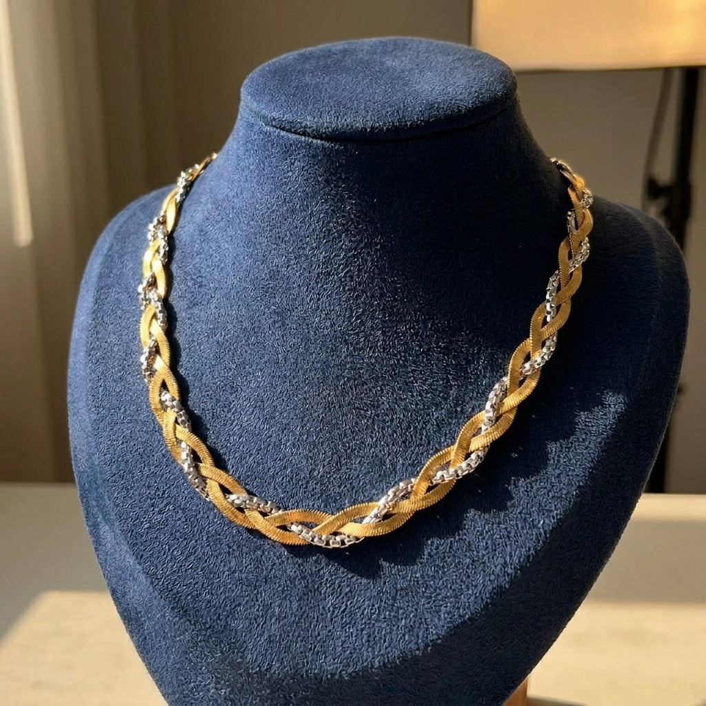 Collar bi tono entrelazado