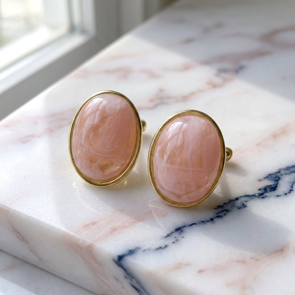 Aretes ovalo rosa pálido