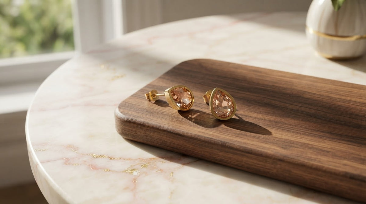 Arete de gota rosa