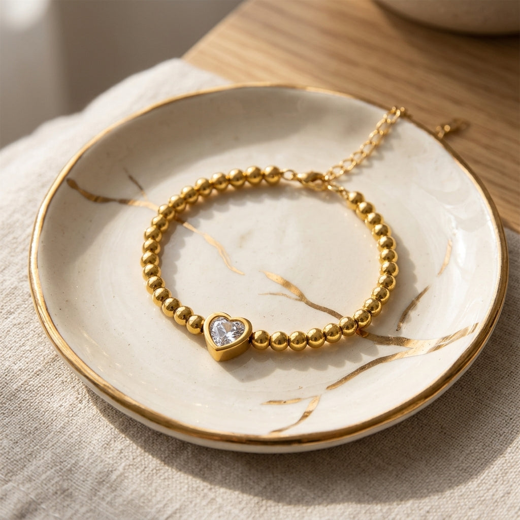 Pulsera de cuentas corazón